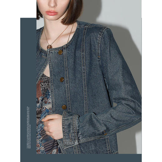 COCOBELLA质感铆钉金属扣牛仔西装外套女复古丹宁夹克DN628 商品图3