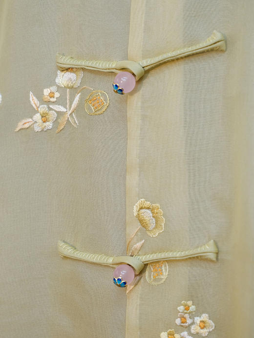 盛唐牡丹盛奢系列| 限量款| 高货-真丝绡手绣马甲-鹅黄色(特殊商品不退不换) 商品图1