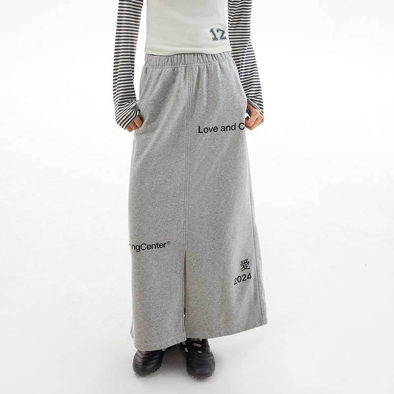 CryingCenter2024限定 字母针织开衩长裙 黑色白色花灰 哭喊中心