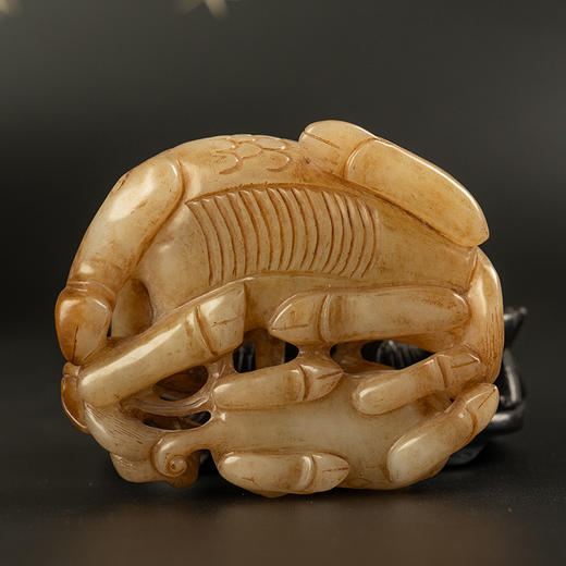 清 玉雕麒麟瑞兽摆件（红木座） 商品图3
