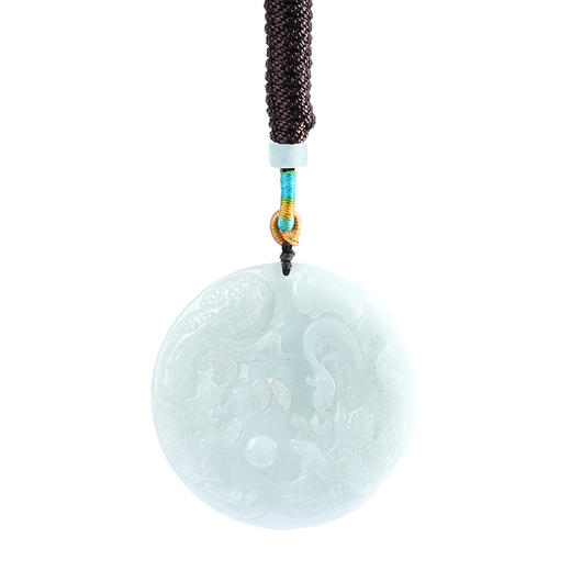 天然A货翡翠龙凤牌吊坠挂饰简约百搭时尚项链 商品图4