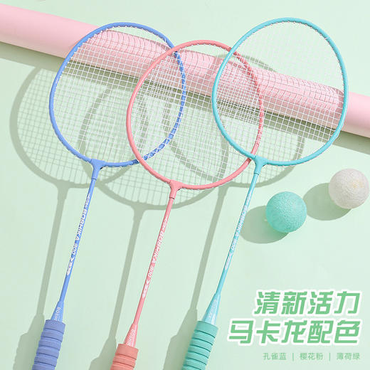 「送3球！高颜值款」搏仕卡羽毛球拍 成人双拍套装高颜值马卡龙色海绵手柄体育用品 商品图3
