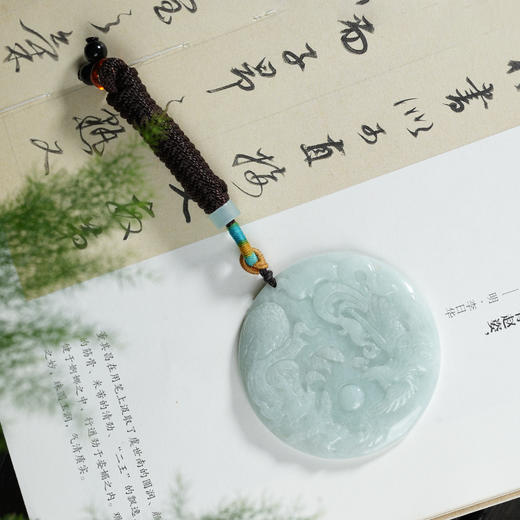 天然A货翡翠龙凤牌吊坠挂饰简约百搭时尚项链 商品图1