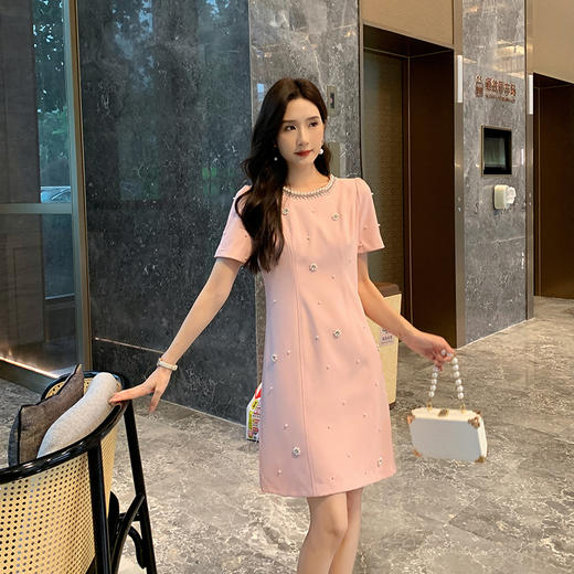 [奢姿轻奢系列]大码女装2024年夏季钉珠减龄裙子胖妹妹时尚连衣裙8942826472 商品图2