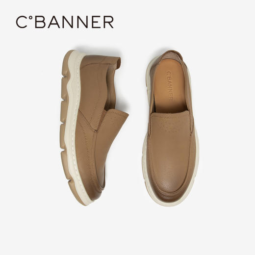 千百度男鞋高级感牛皮皮鞋秋季厚底乐福鞋圆头时尚休闲鞋A24423787 商品图2