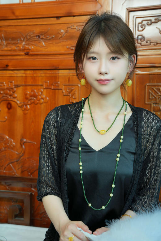 【古典浪漫蜜蜡节】-39号<青玉案>一款多戴白蜜碧玉项链 商品图1