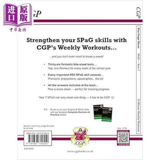 【中商原版】英国CGP原版  New KS3 Year 7 Spelling Punctuation and Grammar 10 Minute Weekly Workouts 商品图1