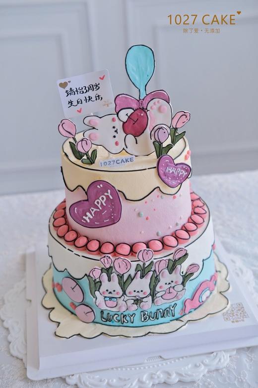 1027CAKE | 双层兔兔 芝士转印手绘 漫画风 二次元（提前2天） 商品图1