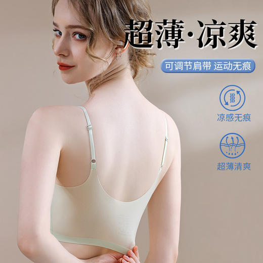 【新品！巨薄.舒适感满满】夏季冰丝内衣，夏日凉爽；美背必备，防滑不易勒肩膀，舒适大气；果冻软支撑，倍感轻盈；无钢圈设计，自在呼吸；多色可选，华美多姿；自然聚拢，诠释女性魅力！ 商品图0