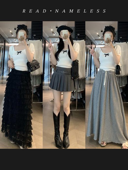 Read Nameless /乖乖蝴蝶结公主袖+黑白压皱懒人裙 商品图1