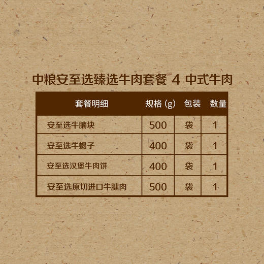 中粮安至选 牛肉礼盒 节日生鲜礼盒 中式牛肉礼盒（套餐四） 商品图1