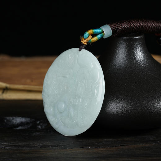 天然A货翡翠龙凤牌吊坠挂饰简约百搭时尚项链 商品图3