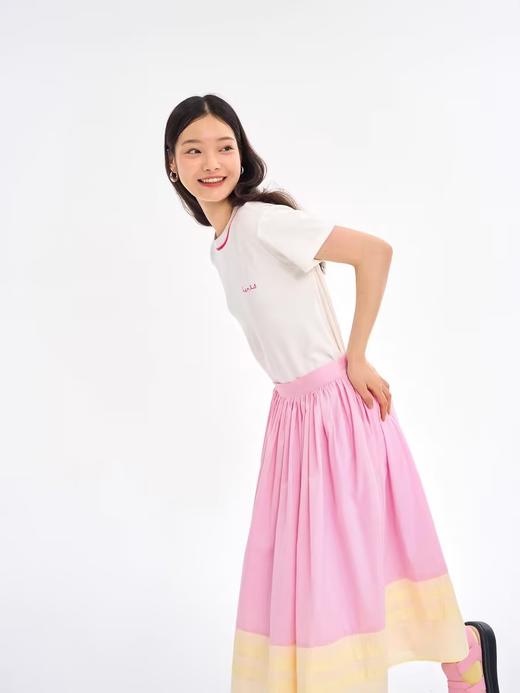 heris/H23115/奶油粉拼色A字版型伞裙 商品图3