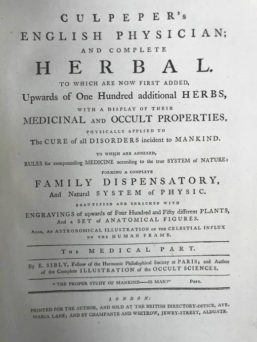 1789年 卡尔佩珀《英国医生与药草全书》 450余幅版画插图 漆布精装16开 商品图4
