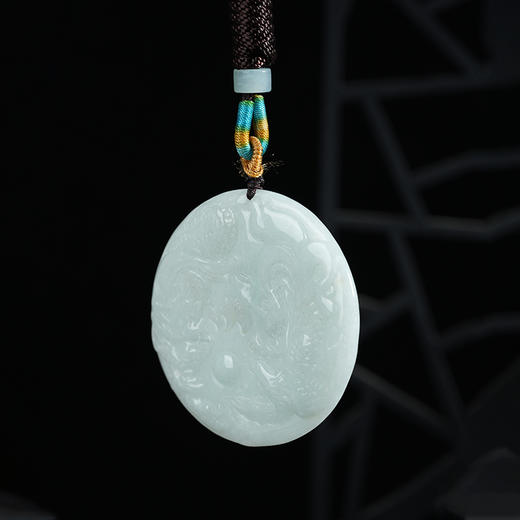 天然A货翡翠龙凤牌吊坠挂饰简约百搭时尚项链 商品图5