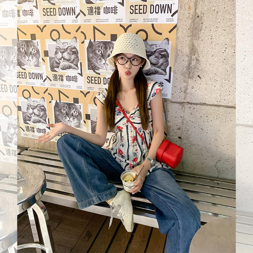 【110元任选2件】最后一波现货！【甜心学妹】红色花朵吊带上衣 商品图2