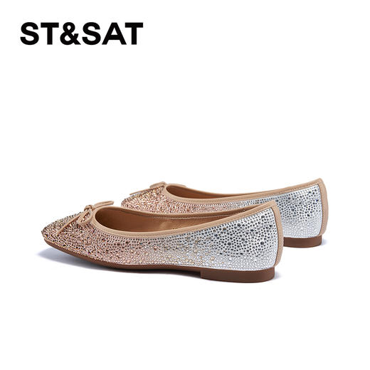 星期六渐变水钻方头蝴蝶结平底单鞋SSC3111086 商品图9