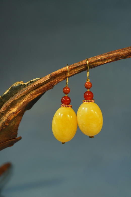 【古典浪漫蜜蜡节】-11号<长相思>白蜜简约耳钩 商品图0