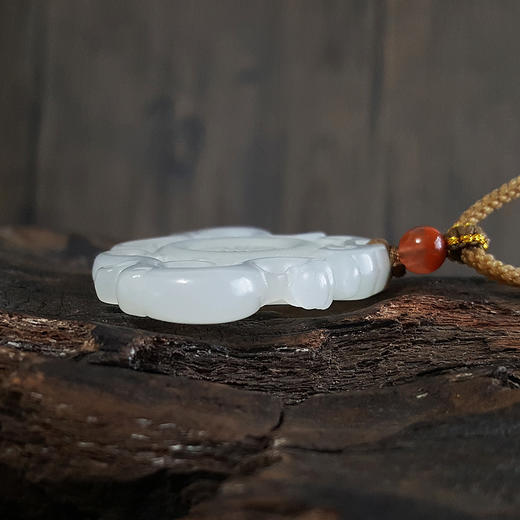 【天然正品】天然新疆料镂空福字锁和田玉（好运、平安）吊坠项链150624NJ24 商品图4