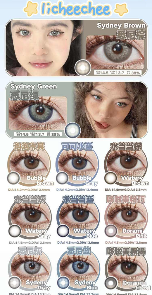 PEACHCON妮妮/娜娜米/空山基/小地球/奶包灰/蓝年抛硅水凝胶美瞳 商品图0