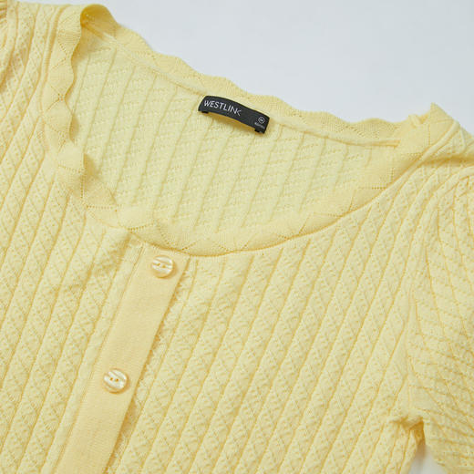 西遇法式浪漫泡泡袖毛衣女春季新款肌理感时尚风性感短袖上衣D0040758 商品图5