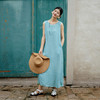 绽放旅行女装414朵/高支加捻亚麻领后开扣设计别致海边度假背心裙 商品缩略图1