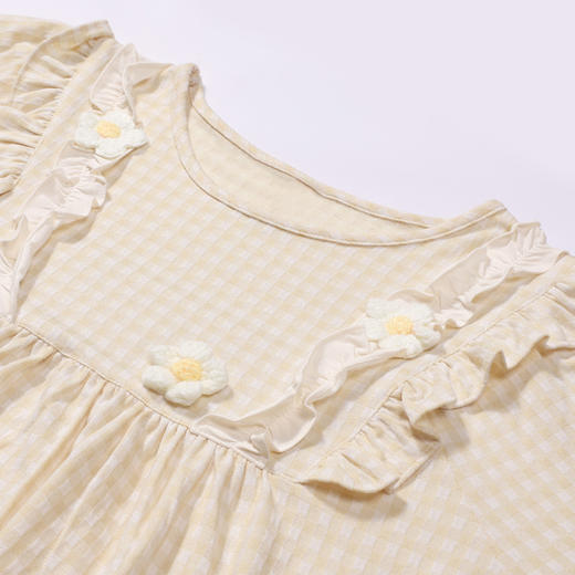 都市丽人睡衣会员精选长袖家居服针织色织格提花薄女士棉质套装LHT2L6 商品图4