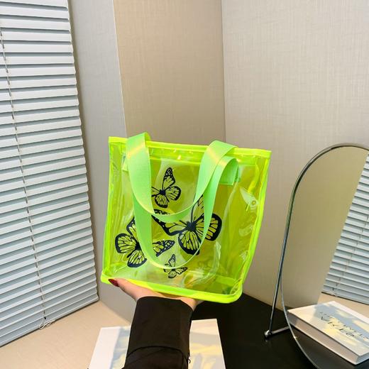 【夏季新品，轻盈时尚】休闲果冻纯色透明包 2024夏季包包 大容量女士单肩包 新款时尚托特包-QQ 商品图2