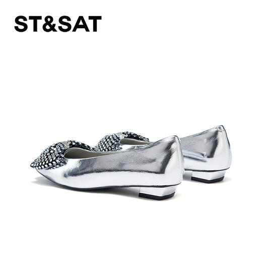 星期六闪钻蝴蝶结方头粗跟单鞋SSC3111322 商品图10