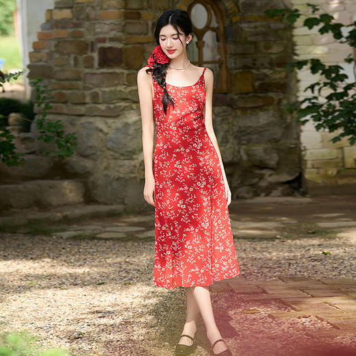 法式浪漫复古气质碎花吊带裙女夏季热情度假裙连衣裙V2341840 商品图2