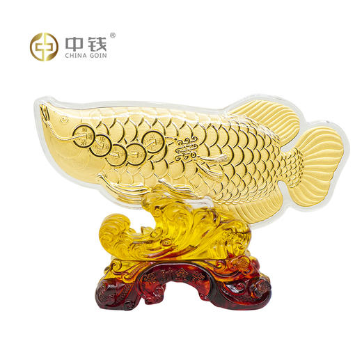 足金招财金龙鱼立体摆件 足金0.1克、3克 礼盒包装 商品图4