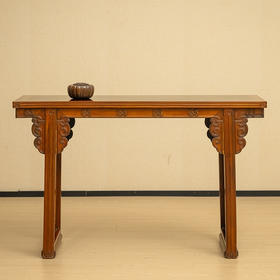 清 黄杨木夹头榫绳纹平头案