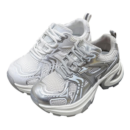 西遇灰银色老爹鞋女新款秋季ins潮流行增高厚底显脚小运动鞋SS246003 商品图4