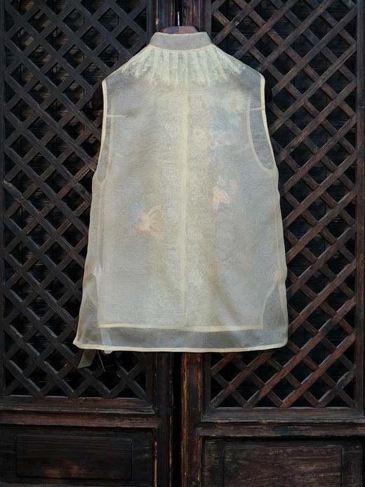 盛唐牡丹盛奢系列| 限量款| 高货-真丝绡手绣马甲-米黄色(特殊商品不退不换) 商品图6