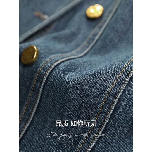 COCOBELLA质感铆钉金属扣牛仔西装外套女复古丹宁夹克DN628 商品图4
