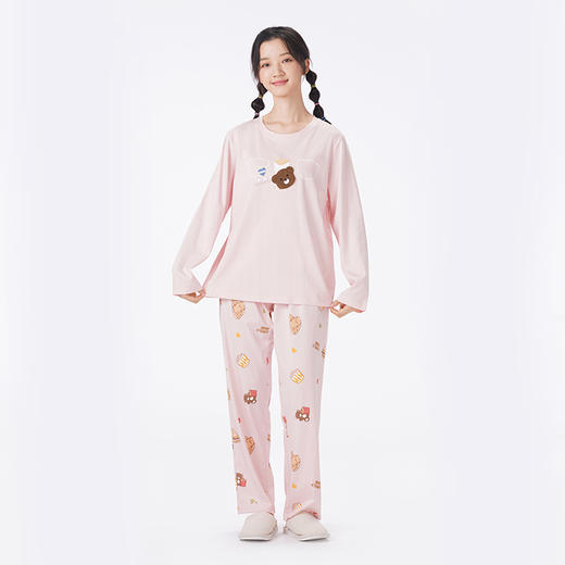 都市丽人睡衣生活家居长袖家居服26支CVC单面薄女士棉质套装LHT2N4 商品图1