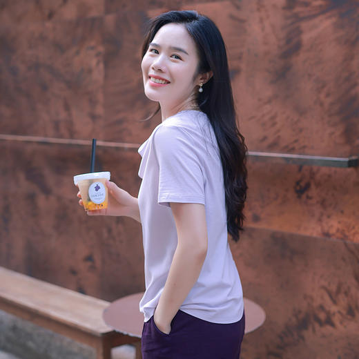 【福利清仓】桑蚕丝拼接兜领T 商品图4