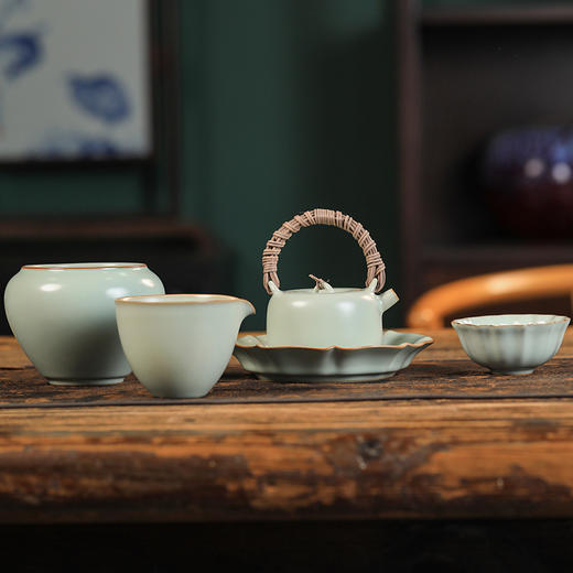 【非遗好物】源具造器汝窑仿古天青茶具套装 商品图2
