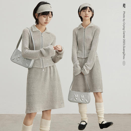 CryingCenter奶黄毛绒套装短裙半身裙五分裙长短款两色哭喊中心 商品图3