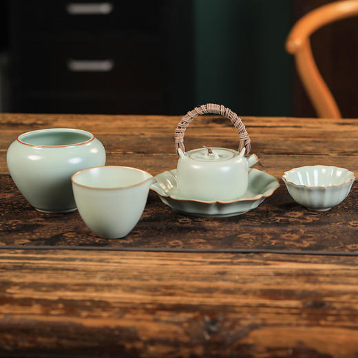 【非遗好物】源具造器汝窑仿古天青茶具套装 商品图1
