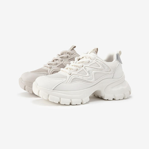 千百度厚底老爹鞋女款夏季透气网面鞋时尚运动休闲增高鞋A24302410 商品图1