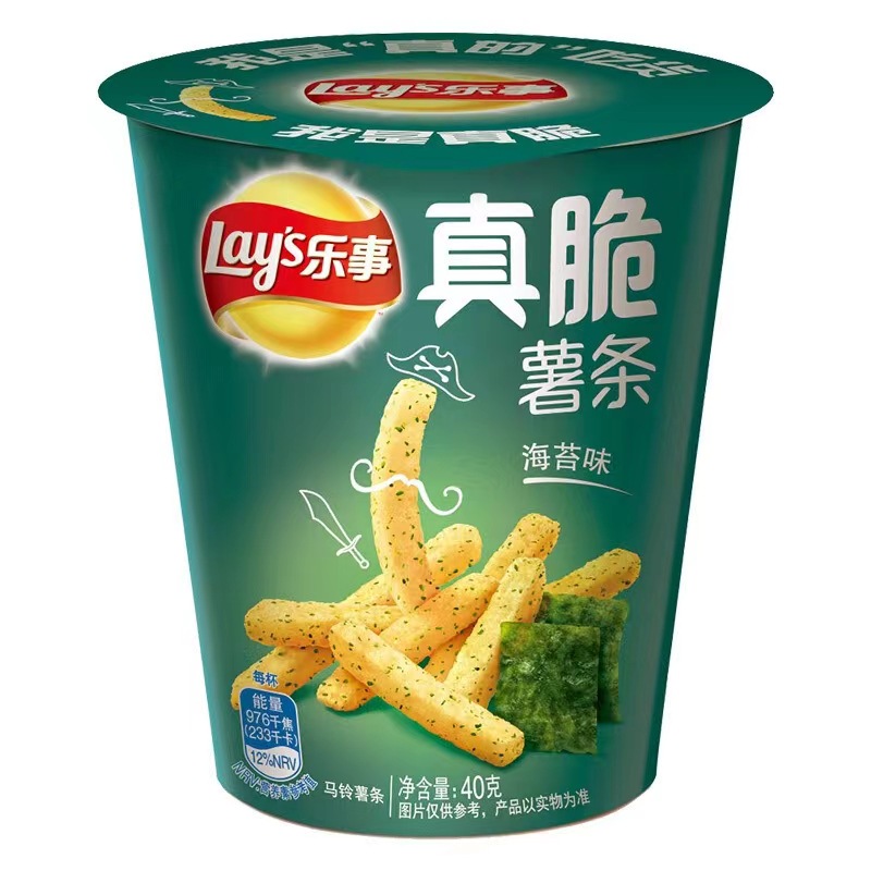乐事真脆薯条海苔味马铃薯条杯装40克