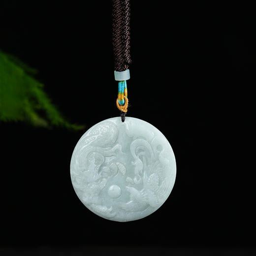 天然A货翡翠龙凤牌吊坠挂饰简约百搭时尚项链 商品图0