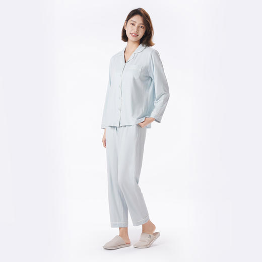 都市丽人睡衣好睡好眠长袖家居服单面无尘棉薄女士棉质套装LHT9C6 商品图2