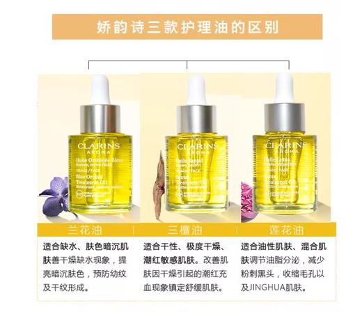 【以油养肤】Clarins/娇韵诗莲花油兰花三檀油护肤精华滋润修护30ml 商品图5