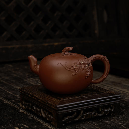 郭显强大红袍葡萄壶 宜兴紫砂原矿茶壶紫砂壶功夫茶泡茶壶茶具仿古 商品图0