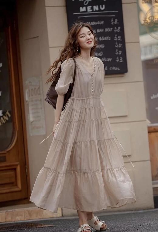 LPIUTY品牌直发！识货团⚠️LOEW*E罗*威原单天丝面料原厂！原料⚠️法式复古优雅连衣裙❗️意大利进口天丝面料 B0723511 商品图1