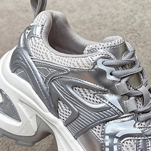 西遇灰银色老爹鞋女新款秋季ins潮流行增高厚底显脚小运动鞋SS246003 商品图5