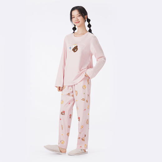 都市丽人睡衣生活家居长袖家居服26支CVC单面薄女士棉质套装LHT2N4 商品图2