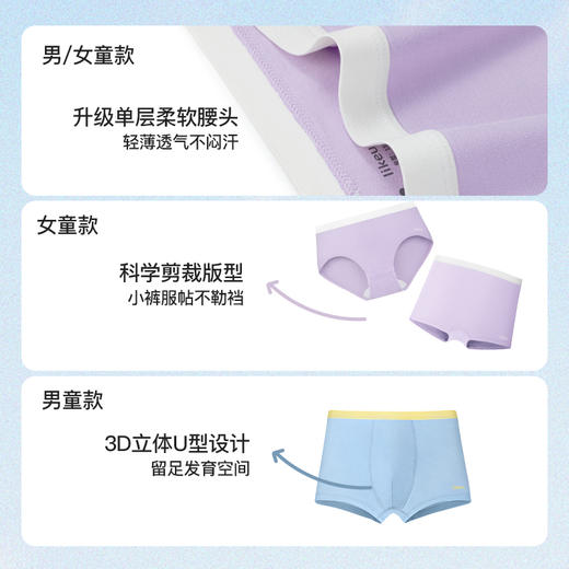 likeuu内裤少女发育期学生内裤入门款男女童三角裤3条装ZY 商品图4